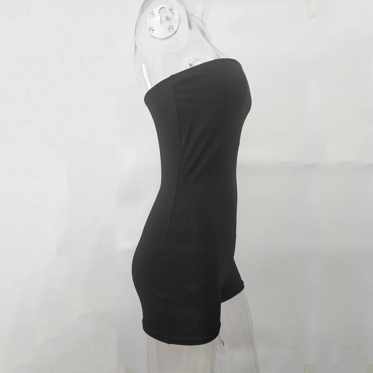 Bangniweigou White Strapless Tube Playsuit Spring Autumn High Stretchy Off Shoulder Tight Short Jumpsuit Casual Catsuit Shorts