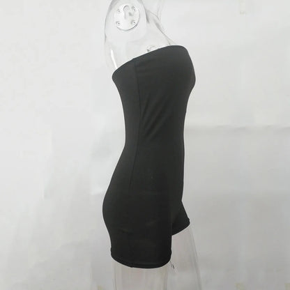 Bangniweigou White Strapless Tube Playsuit Spring Autumn High Stretchy Off Shoulder Tight Short Jumpsuit Casual Catsuit Shorts