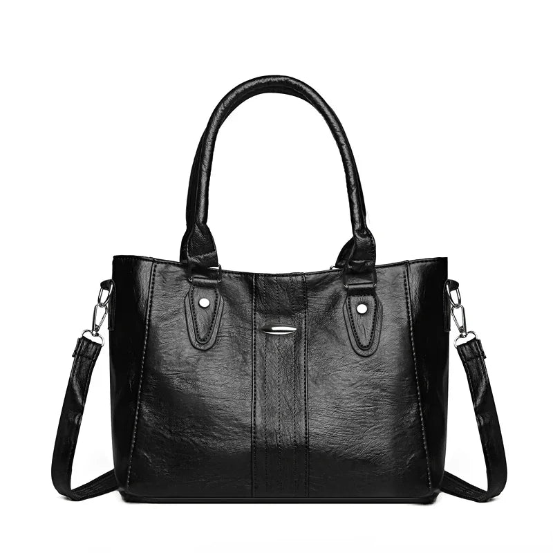 New Soft Leather Handbag For Women Vintage Shoulder Tote Bag Luxury Designer Ladies Large Capacity Purse Commute Bags Sac A Main