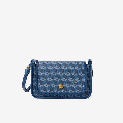 Luxury Monogram Messenger Bag Women Geometric Print 3D Cube Coated Canvas Crossbody Bag Classic Versatile Elegant Shoulder Bag