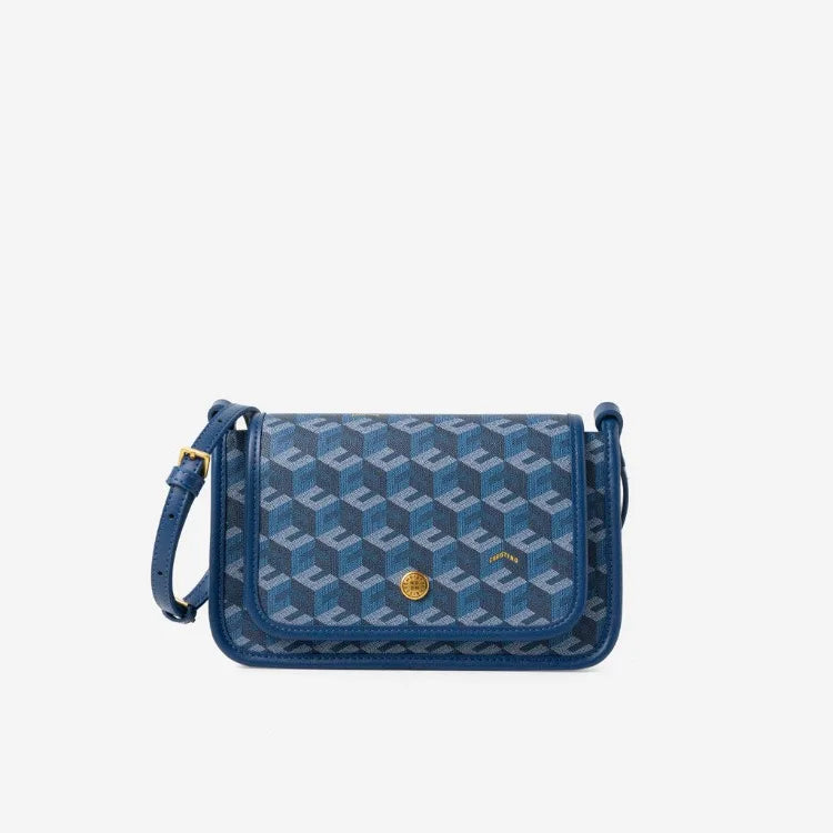 Luxury Monogram Messenger Bag Women Geometric Print 3D Cube Coated Canvas Crossbody Bag Classic Versatile Elegant Shoulder Bag