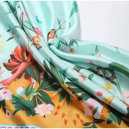 Fashion Vintage Printed Tassel Square Scarf Women Fringe Patchwork Shawl Waist Seal Accessories 2026 Spring Summer Street Shawls