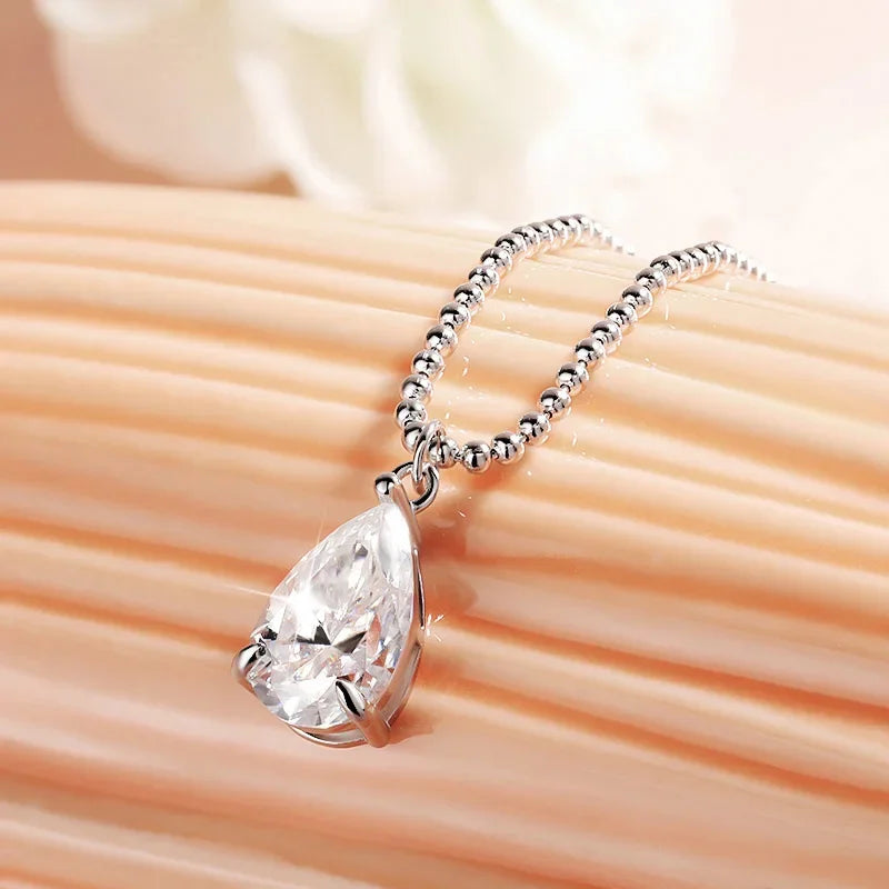 Smyoue 2CT 3CT 5CT 6CT Pear Cut Moissanite Necklace for Women Classic Pendant Sterling Silver 925 Plated 18K Jewelry Wholesale
