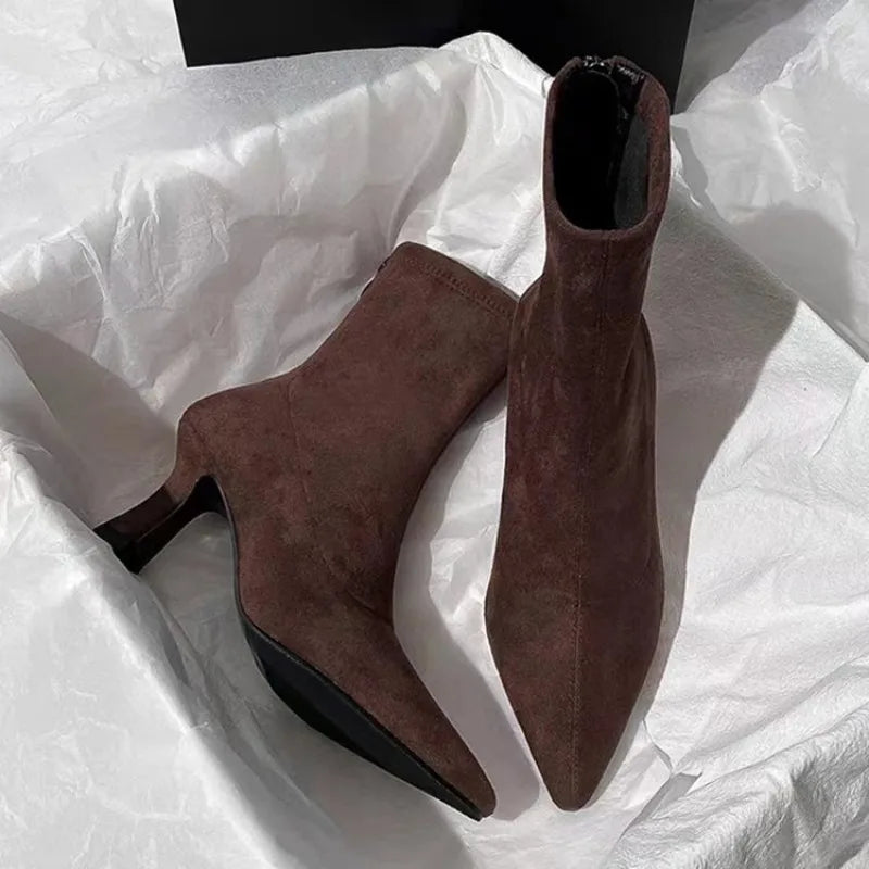 Autumn Women Sexy Pointed Toe Stretch Ankle Boots Short Botas Shoes Fashion Partys Stiletto High Heel Socks Botas Botas De Mujer