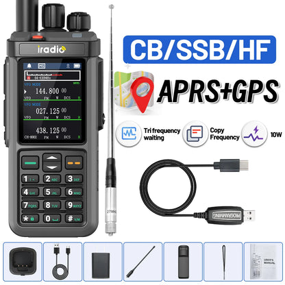 Iradio UV-98 PLUS GPS APRS Walkie Talkie 10W AM CB SSB LW MW SW HF Cross Band Repeater 1024Channels RT-880G Short Wave Ham Radio
