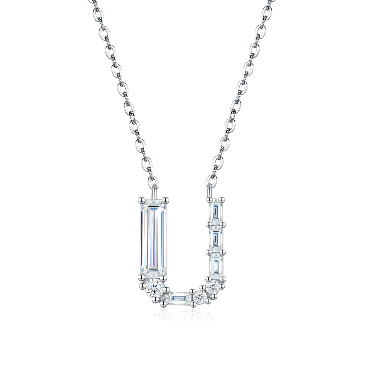 PureNew 26 Letter A-Z 4x12mm Moissanite Necklace For Women S925 Silver D Color 18k Plated Sparking Women's Moissanite Chain