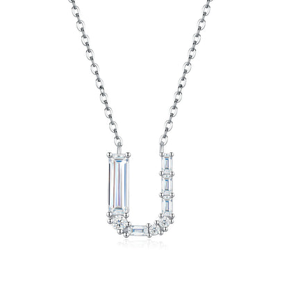 PureNew 26 Letter A-Z 4x12mm Moissanite Necklace For Women S925 Silver D Color 18k Plated Sparking Women's Moissanite Chain