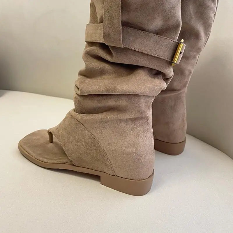 Fashion Versatile Woman Shoes Summer New Items Square Toe Flat Shoes Retro Women's Clip Toe Boots Anti Slip Women's Sandalsтуфли