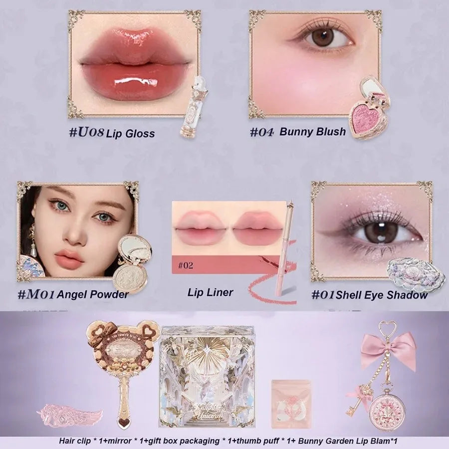 Flower Knows Set Midsummer Fairytales Make up Gift Box Eye Brow Palette Powder Blusher Eyebrow Concealer Lipgloss For Women