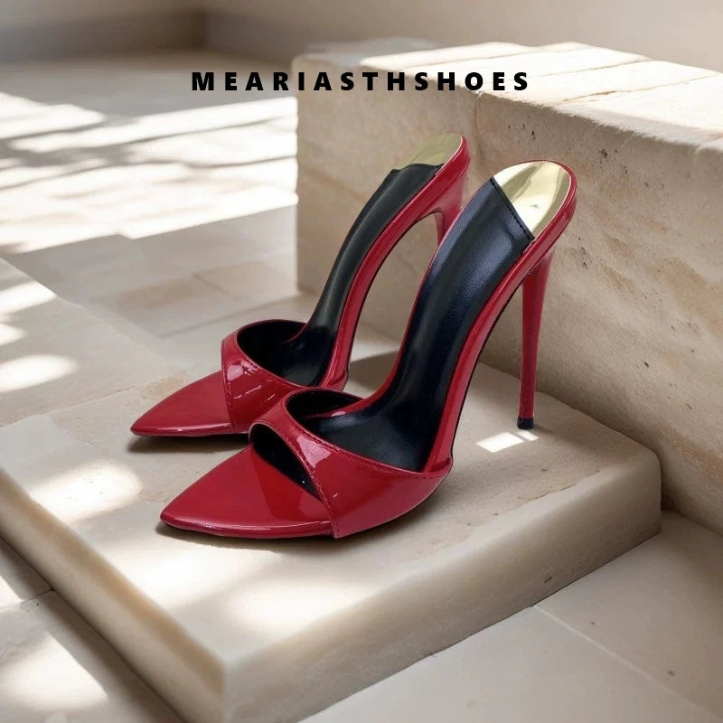 Super-high Heel Slippers Women Shoes Summer Peep Toe Mixed Colors Stiletto Sandals Sexy Party Ladies Shoes Luxury Woman Pumps
