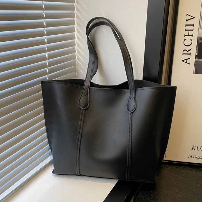 Retro Faux Leather Shoulder Bag, Large Capacity Office Commuter Handbag,Top Handle Purse Durable Work Laptop Tote Bags for Women