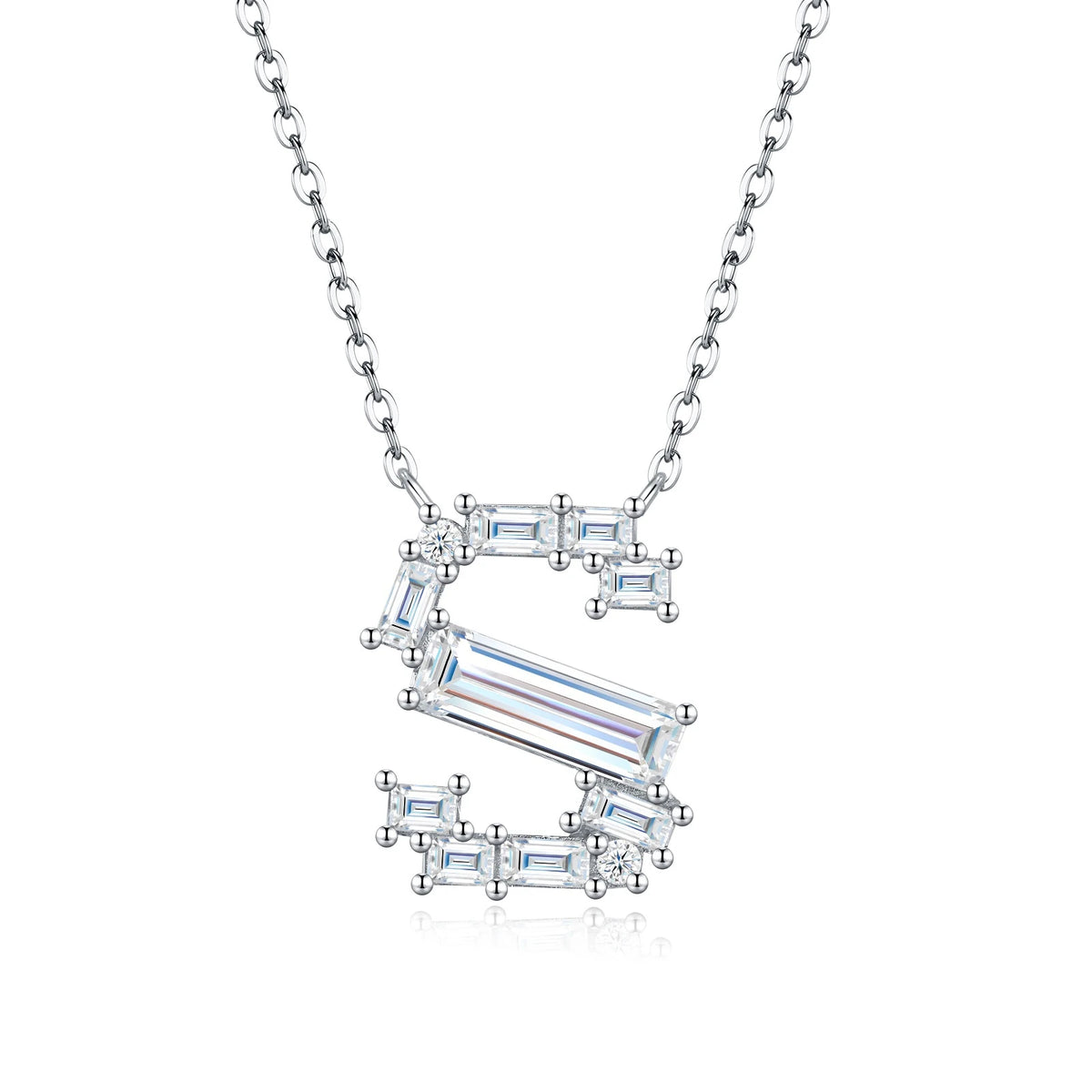 PureNew 26 Letter A-Z 4x12mm Moissanite Necklace For Women S925 Silver D Color 18k Plated Sparking Women's Moissanite Chain