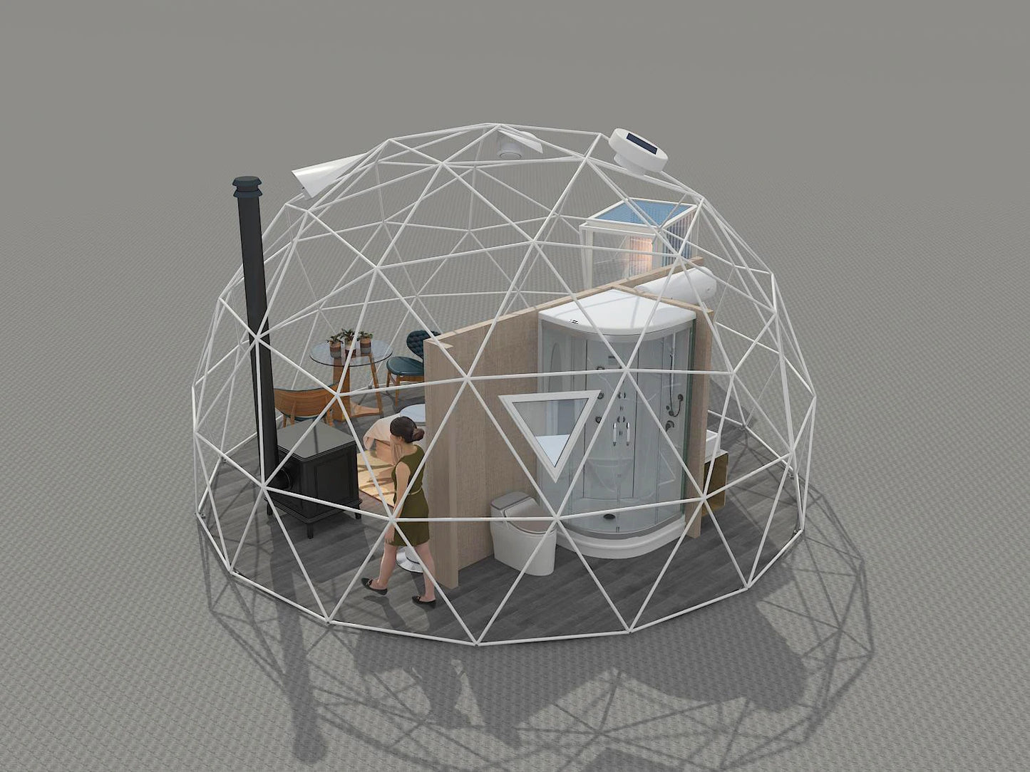 Tents Camping Outdoor Heavy Duty Luxury 6m Geodesic Dome Tent Glamping Dome With Bathroom