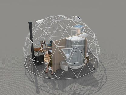 Tents Camping Outdoor Heavy Duty Luxury 6m Geodesic Dome Tent Glamping Dome With Bathroom