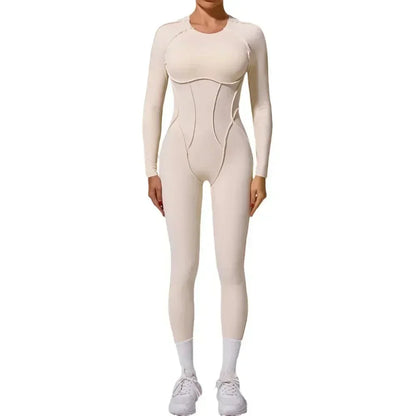 Yoga Sports Fitness Jumpsuits Sets Pants Women's Hip-lifting One-piece Open Back Long-sleeved Outdoors Workout Gym Yoga Bodysuit