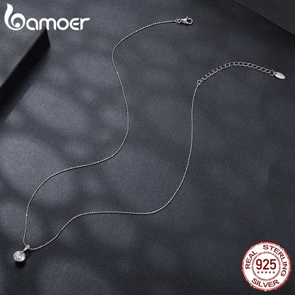 BAMOER 1CT Rotatable Moissanite Necklace, 925 Sterling Silver Halo Pendant Necklace with Beads Chain for Women Sparking Gift