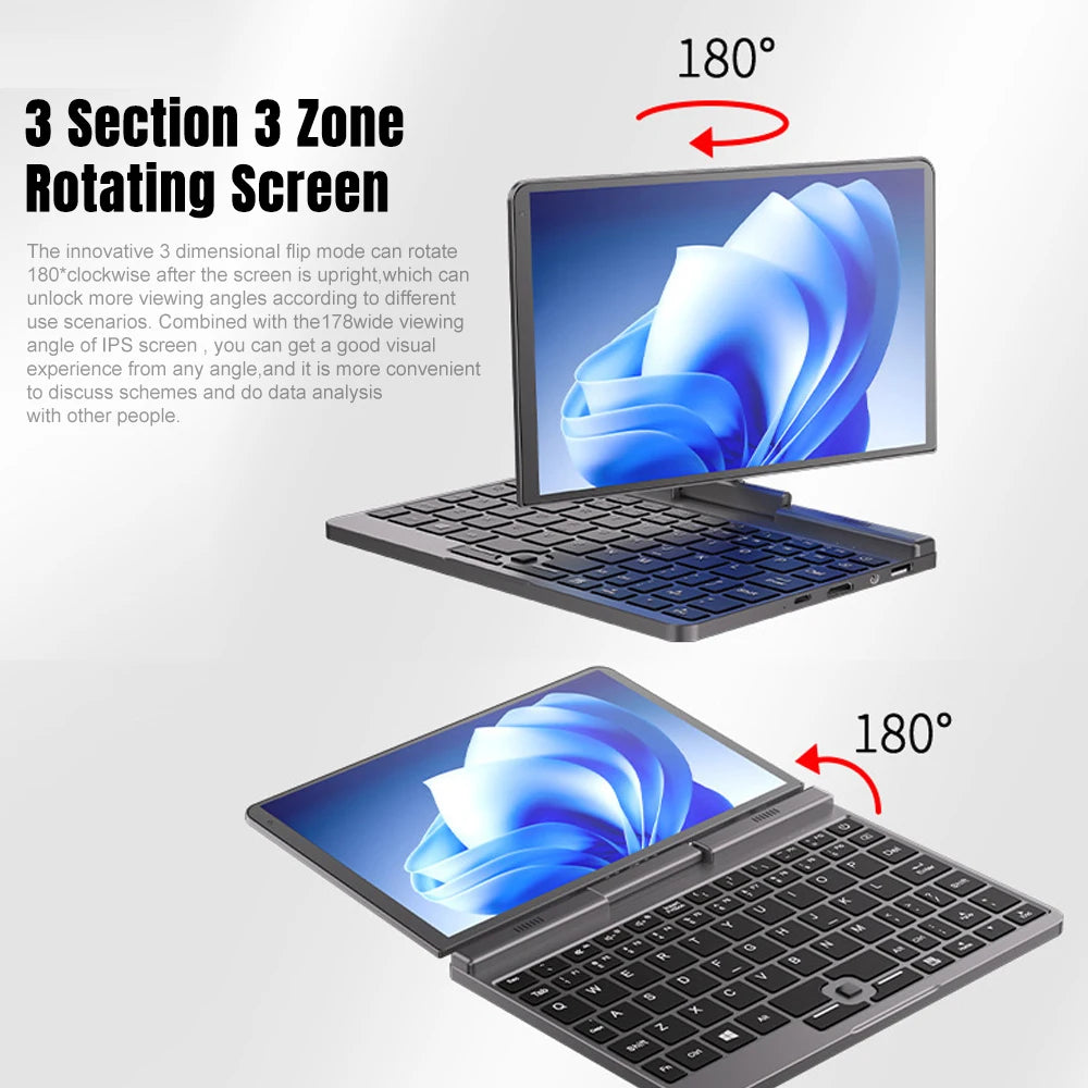 CRELANDER P8 8 Inch Mini Laptop Touchscreen Rotating 360 Degree Intel Alder N150 12GB WiFi6 Notebook Tablet PC Protable Laptops