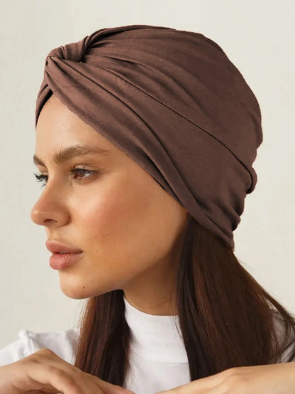2026 New Soft Strech Ramadan Muslim Hijab Caps Fashion Headwear Women's Headscarf Solid Color Hair Care Turban Bonnet