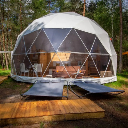 Luxury Glamping Dome Tent  - Waterproof Geodesic Shelter with Panoramic Window, Outdoor Garden Party & Eco Resort Camping House