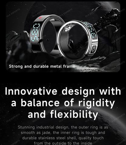 2026 R12 Smart Ring with Display Screen and Touch, Wireless Charging, Health Manager 5ATM Waterproof For Men Women Smartring New