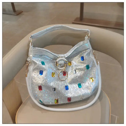 Luxury Genuine Leather Portable Women's Bag Leisure Large Capacity Diamond Tote Bag Shoulder Crossbody Bucket Bags Fashion 2026
