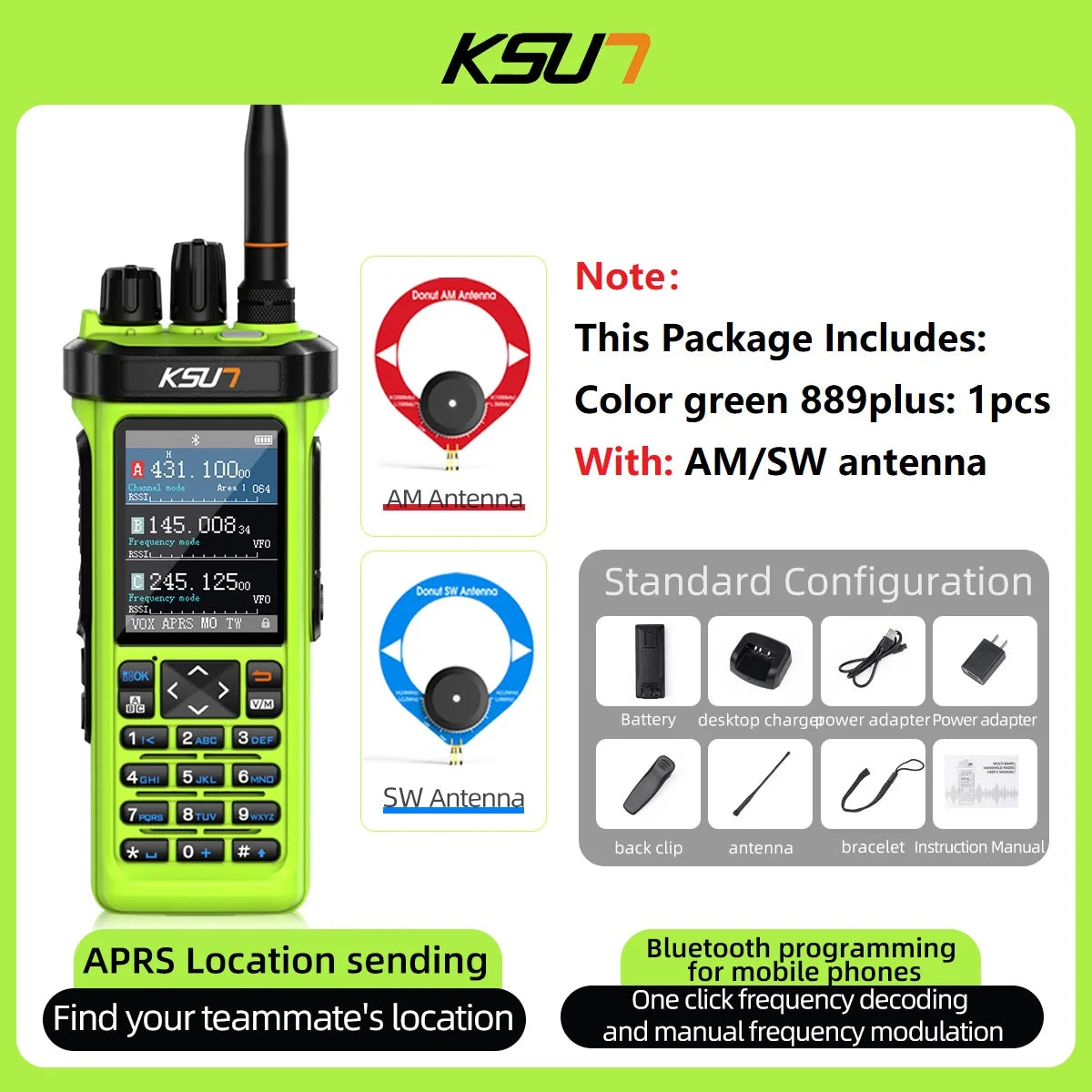 Professional Long Range Walkie Talkie GPS APRS Radio Shortwave Portable VHF UHF Communicate Transceiver Wireless Device 889plus
