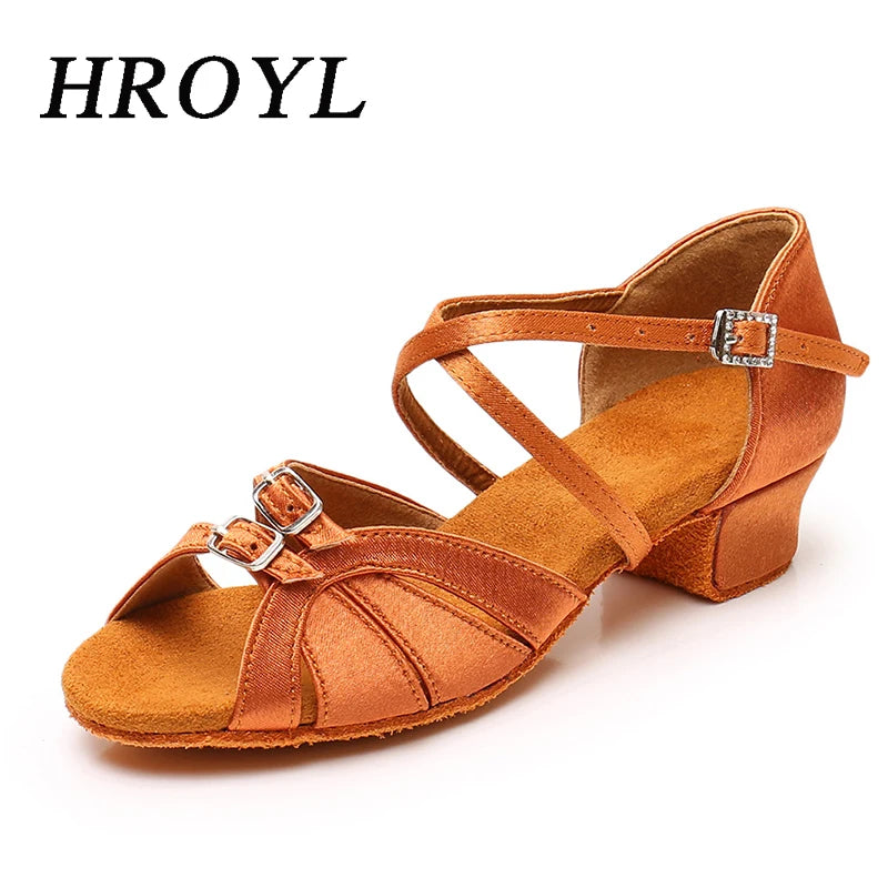 Children Dance Shoes for Girls Women Ballroom Latin Shoes Ladies Modern Tango Dancing Performance Shoes Salsa Sandals 3.5CM Heel