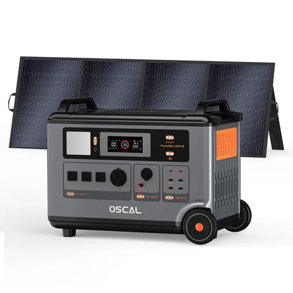 OSCAL PowerMax 3600SE Portable Power Station, 3600Wh LiFePO4 Battery, Solar Generator optional 400W Solar Panel, 3600W (Surge 7200W) Fast charging Home Backup Battery, Power Supply for Camping, RV