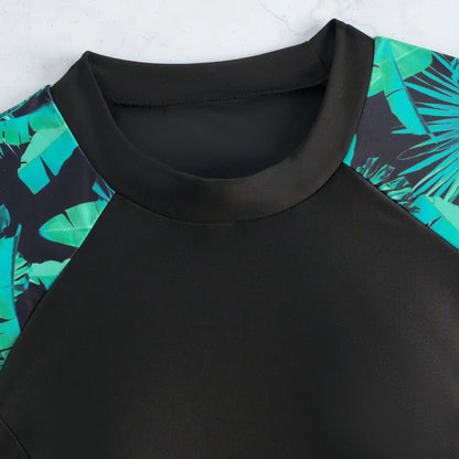 2026 Short Sleeves Tankini 2 Pieces Swimwear Female Printed Swimsuit Women Bathers Bathing Swimming Swim Suit Beachwear