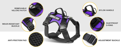 Service Dog Harness, No Pull Reflective Adjustable Pet Vest, Handle & Patches, Breathable Mesh, Easy On-Off for Small Large Dogs