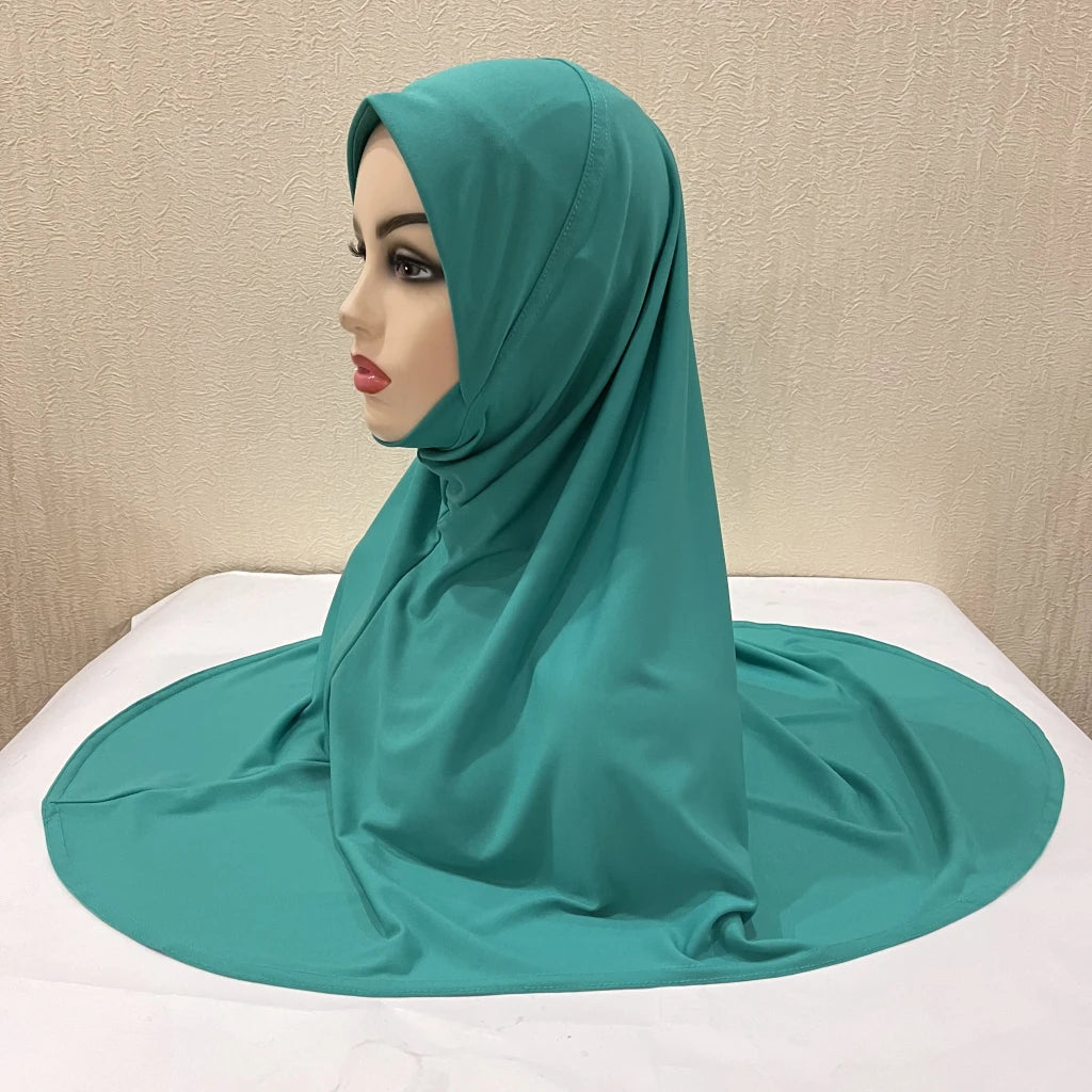 H124 Adults high quality big size muslim hijab scarf with chin part islamic headscarf hats armia pull on headwrap turban caps