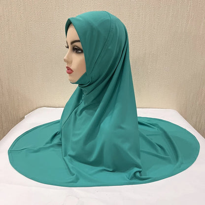 H124 Adults high quality big size muslim hijab scarf with chin part islamic headscarf hats armia pull on headwrap turban caps