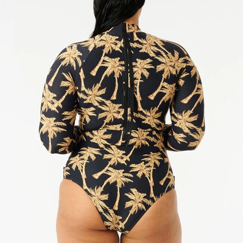 MUOLUX Rash Guard 2024 Long Sleeve One Piece Women Swimsuits Swimwear Female Monokini Uv Sun Protectio Zipper Sport Bathing Suit
