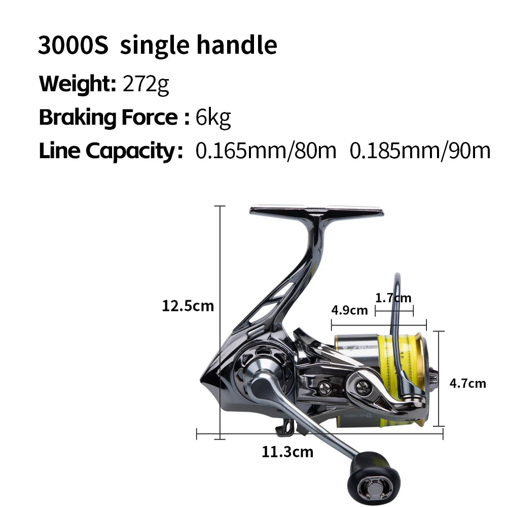 FISHINGFANS ORCA D01 Spinning Reel 5.2:1  5+1BB 6KG Max Drag,Lightweight CNC Spool for Lure Fishing,Smooth Power Transmission