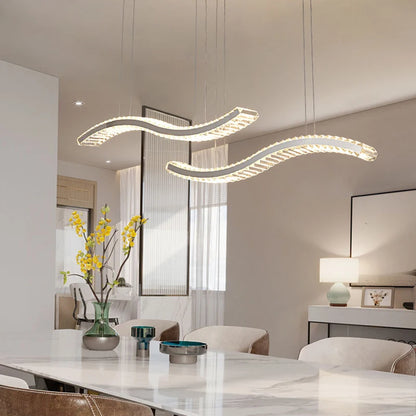 Modern Luxury LED Crystal Pendant Lights Villa Dining Room Kitchen Lighting Lustre Decor Chandeliers Indoor Bar Lights Fixture