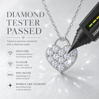Heart Moissanite Necklace for Women S925 Sterling Silver 13-Stone Love Pendant D Color VVS1 Fine Jewelry Gift GRA Certified