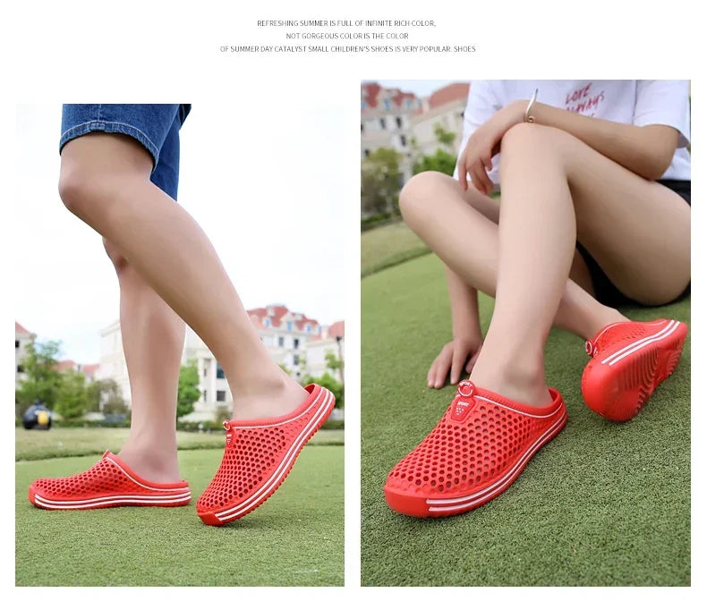Men Shoes 2024 Beach Slippers Unisex Hollow Out Casual Women Beach Sandal Flip Flops Shoes Non-slip Size 36-45 Mens Slippers