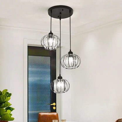 Crystal LED Pendant Lights For Dining Room Living Room Nordic Black Iron Shade 1/3 Lights Kitchen Decor Hanging Ceiling Lamp