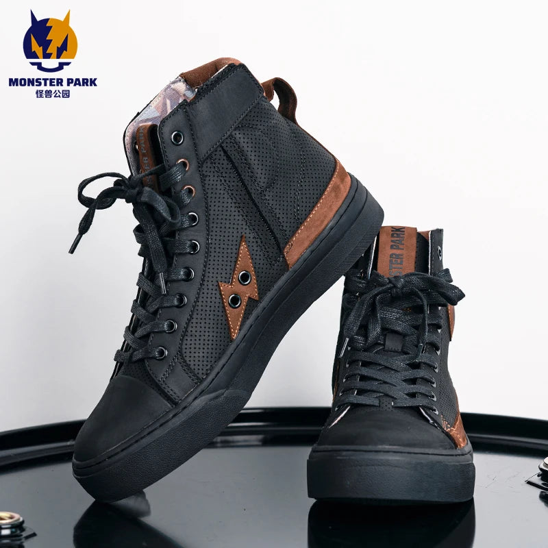 Motorcycle Boots Microfiber Off-road Motocross Shoes Anti-slip Biker Boots for Men Women Causal Motorboats Motorcycle Sneakers