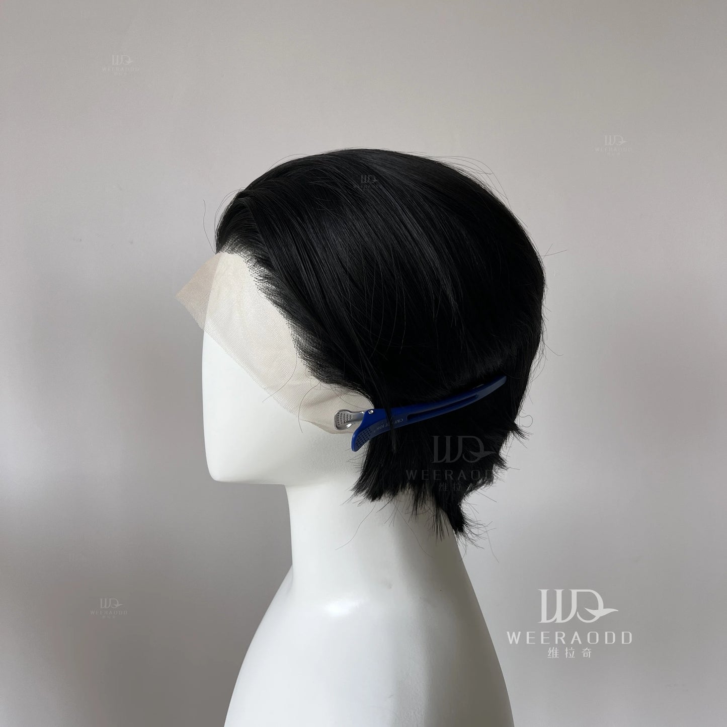 Black Lace Front Wig for Men Frontal Lace Heat Resistant Fiber with High Quality Synthetic Wig in 8inch Cosplay Use
