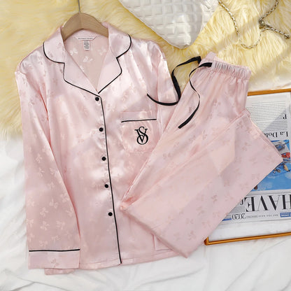 Victoria's Secret Suit Womens Silk Satin Pajamas Set Short Sleeve Shorts Sleepwear Loungewear Soft Breathable Button Down Pyjama