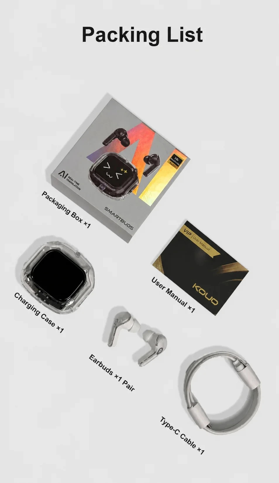 Wireless Bluetooth Headphones In Ear Buds Sports Stereo Earphones for Business,with Smart Touch Screen HiFi TWS Headset