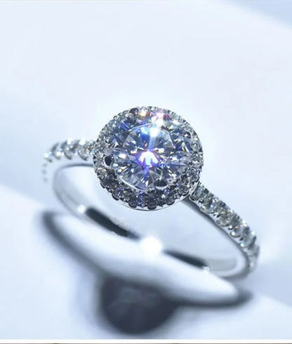 925Sterling Silver New Mozzarella Diamond Ring Female Internet Celebrity Live Stream Exclusive Set Zircon Inlaid Daily Wear Ring