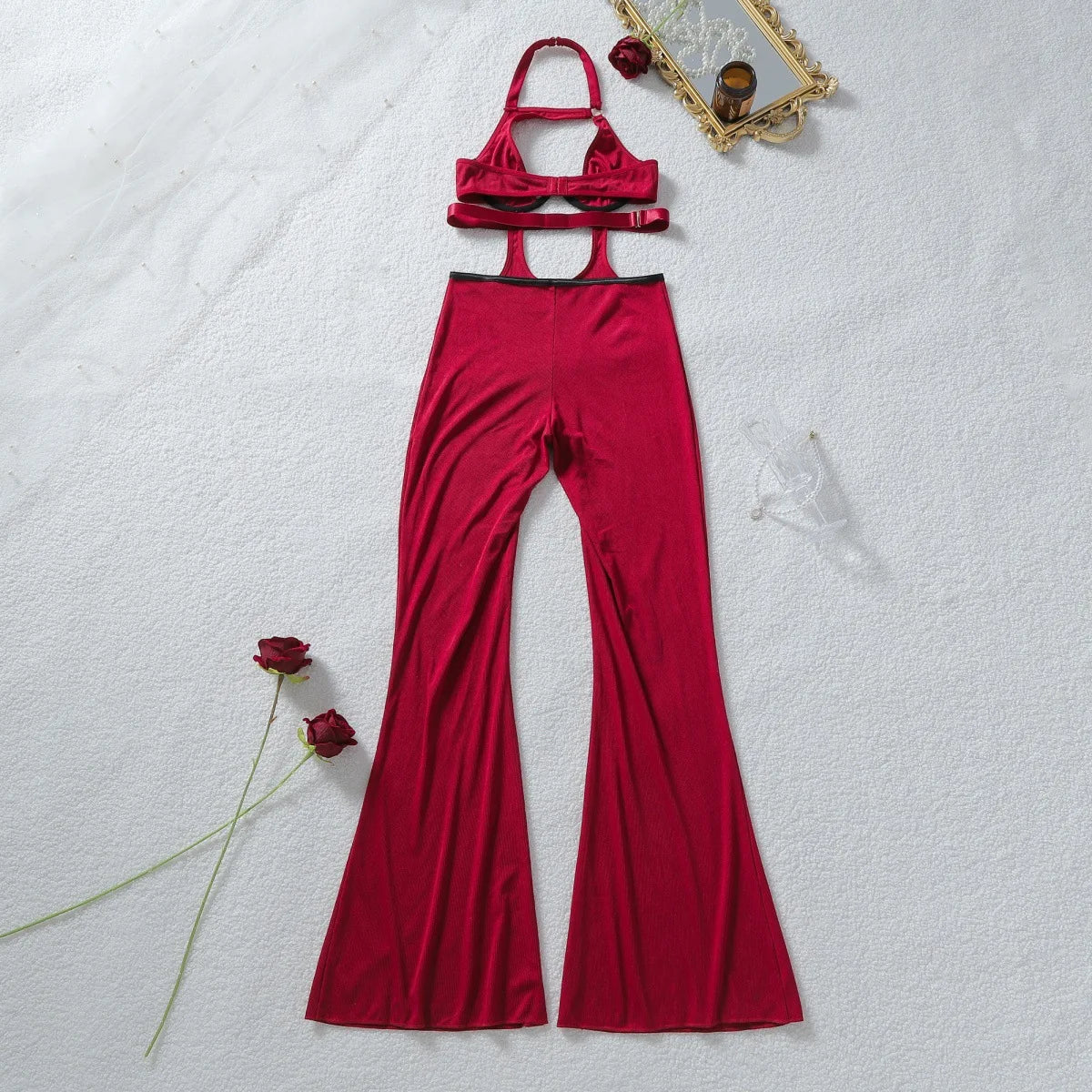 Diccvicc Jumpsuits for Woman Hollow Out Halter Bra Elegant Overalls Extreme Fashion Sexy Intimate Outfits Exotic Female Clothing