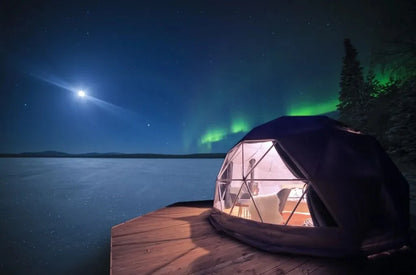 Luxury Glamping Geodesic Dome Tent All Climate Heavy Snow Wind Resistant Desert River Snow Polar  Paint Outdoor Camping Shelter