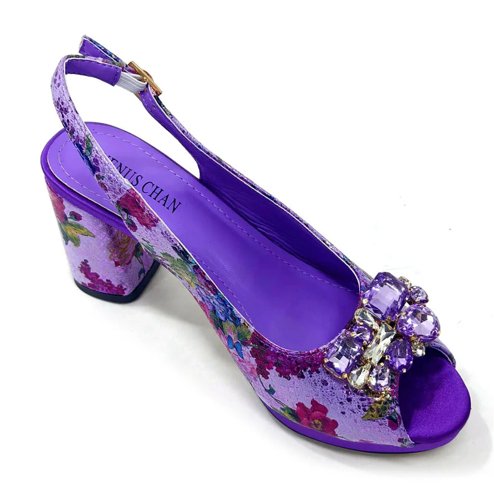 Venus Chan Italian Design Shoes and Bags Matching Set 2024 Women High Heel Party Purple Color Nigeria Wedding Bigger Size Shoes