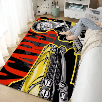Stylish Movie Scarface Design Floor Mat Sofa Chairs Area Carpet for Living Room Decor Bedroom Non-Slip Bedside Soft Rug Doormat