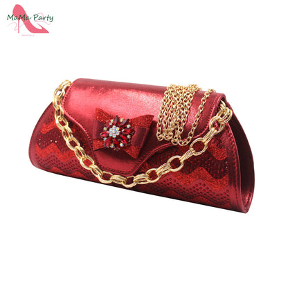 Golden Elegant Ladies Shoes Matching Bag Set Slingbacks Peep Toe Low Heels Fashion New Design Italian for Wedding