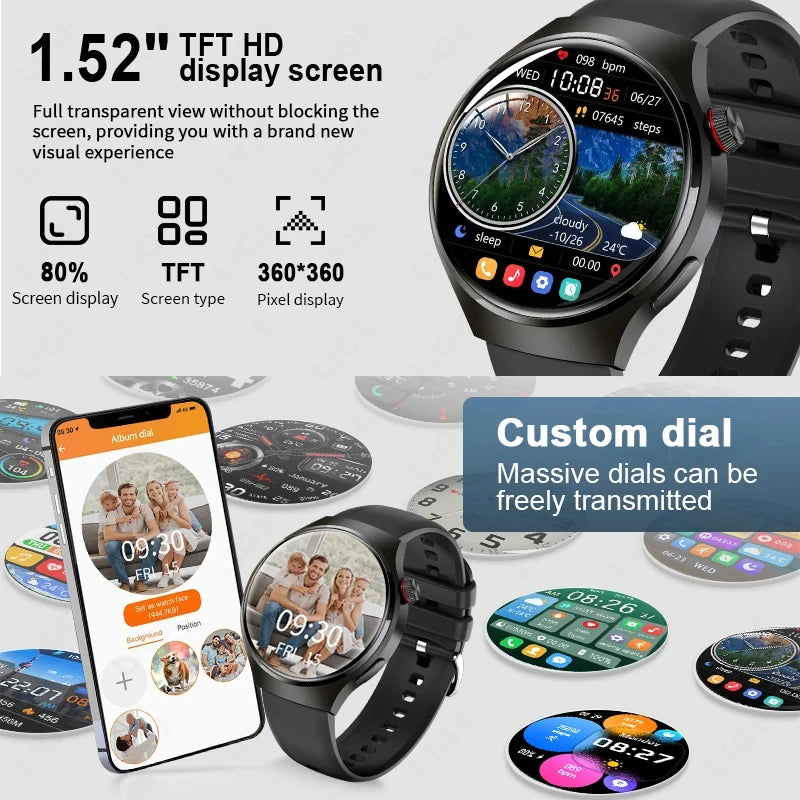 LAXASFIT 2026 New Smartwatch 1.52-inch HD Display Wireless Charging Bluetooth Calling Men's Sports Smart Watch