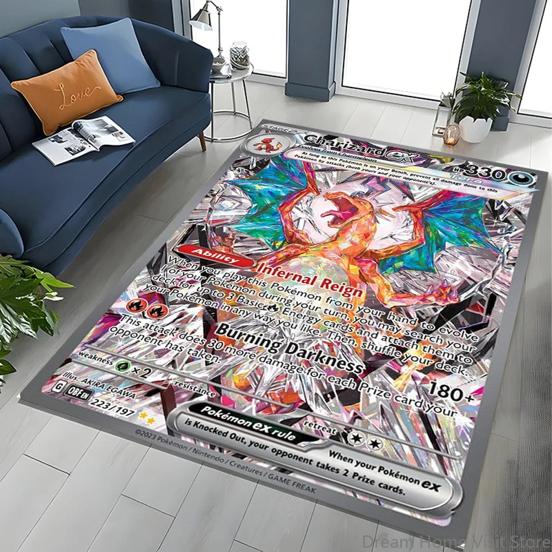 Japanese Anime Pokemon Card Area Carpet for Living Room Home Decor Sofa Table Kids Rug Non-slip Chair Lounge Floor Mat Potdemiel